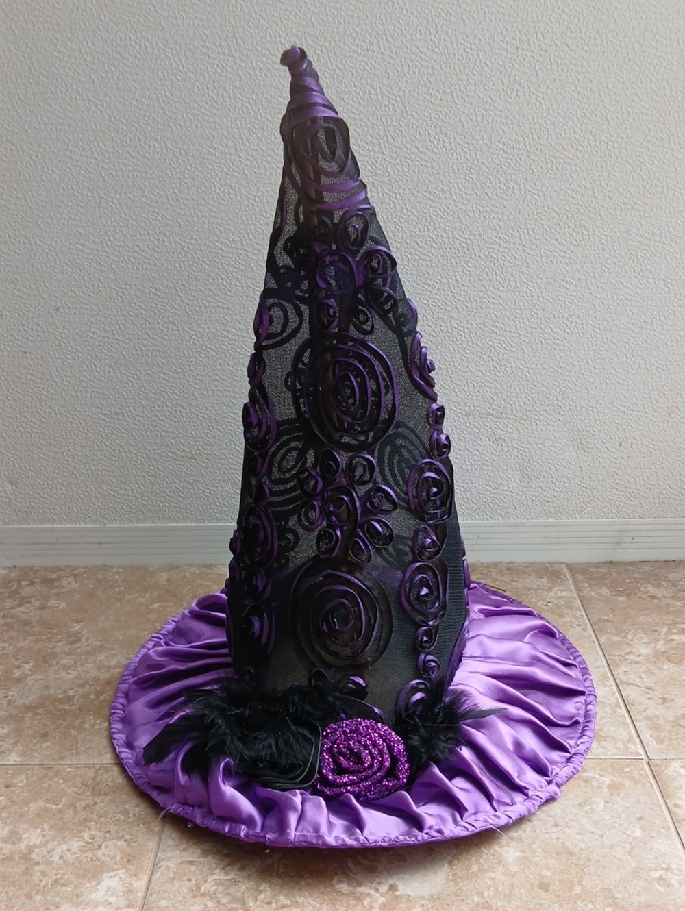 Purple and Black Witch Hat Holiday Decor or Costume